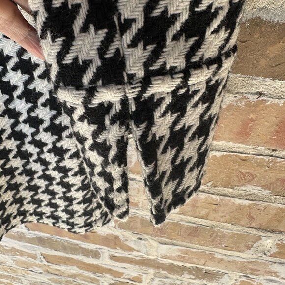 Express Pea Coat Wool Blend Houndstooth White Black Y2K Women's Size S‎ New - Picture 6 of 12